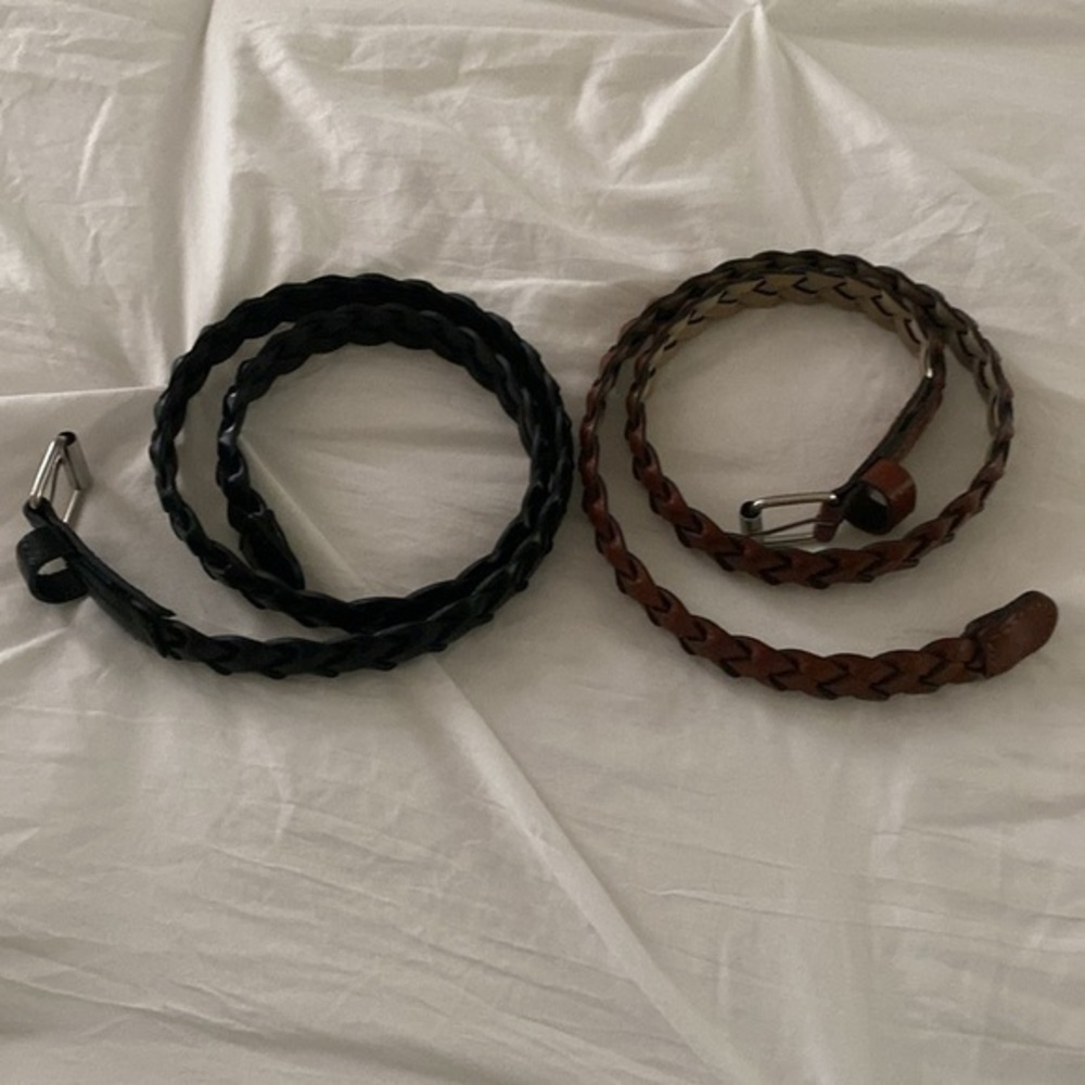 Set of 2 belts‎ brown and black each 30” long - Picture 2 of 3